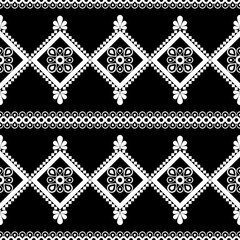 Fabric pattern. Black and white textile, vector seamless pattern. Creative a textile with  geometric symbols, circle, rectangle, square, triangle and water drop shape on brown background, flat design 