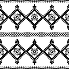 Fabric pattern. Black and white textile, vector seamless pattern. Creative a textile with  geometric symbols, circle, rectangle, square, triangle and water drop shape on brown background, flat design 