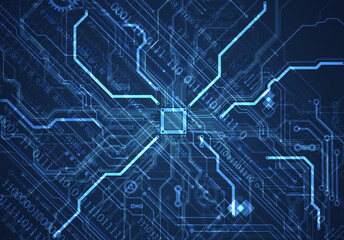 CPU concept. Circuit board. Technology background.