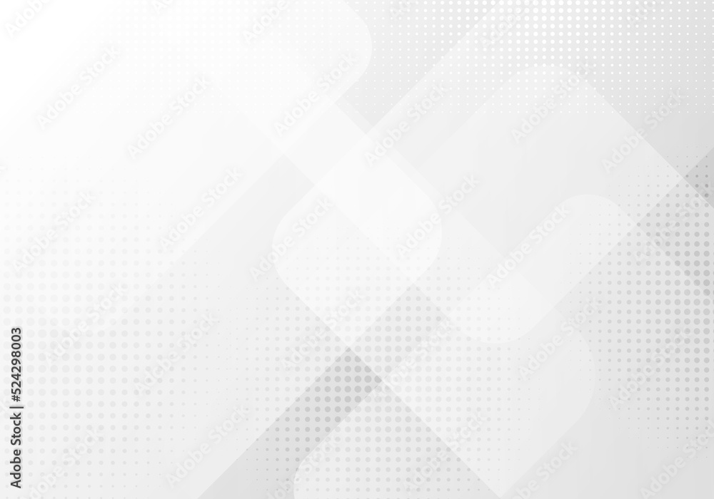 Poster abstract white squares rounded overlapping transparency layered with halftone effect on clean backgr