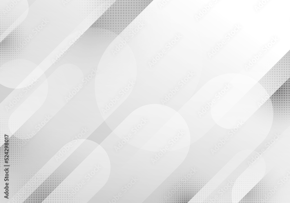 Poster abstract modern white and gray rounded stripes lines overlapping layered with halftone effect on cle