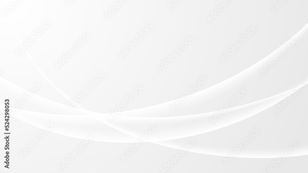 Poster abstract white and gray curved lines with lighting effect on clean background luxury style