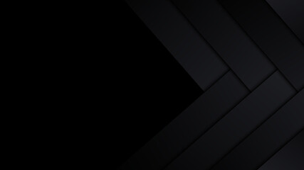 Abstract black stripes diagonal layered arrow on dark background luxury style