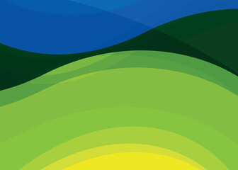 Obraz premium Yellow-green background with waves for design. Minimal geometric background. Composition of dynamic figures. Vector illustration