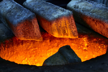 Bronze ingots ready to cast