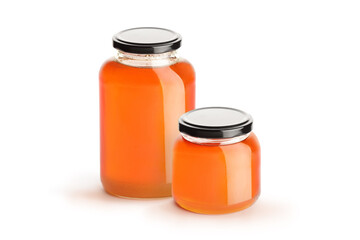 A big and a small jar of honey