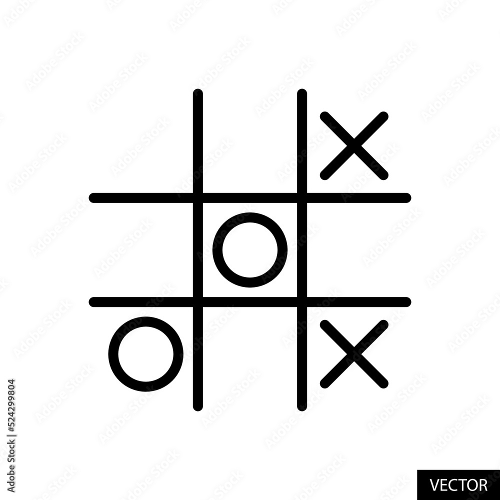 Poster tic tac toe game vector icon in line style design for website design, app, ui, isolated on white bac