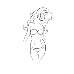 Beautiful vector woman silhouette sketch