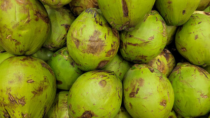 image of coconut being sold in a market in the interior of Brazil