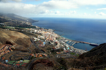 Fototapeta na wymiar La Palma,Canary Islands.Panorama of the capital of the island Santa Cruz de La Palma.