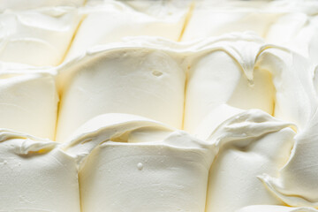 Frozen Dairy cream flavour gelato - full frame detail. Close up of a white surface texture of Ice cream.