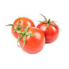 Ripe delicious Tomatoes with drops (Lycopersicon esculentum Mill.) isolated on white background
