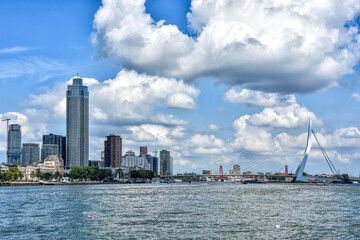 Rotterdam. Be inspired and experience the city as Rotterdammers do: walk along the Maas and admire the view of the iconic skyline. Netherlands, Holland, Europe
