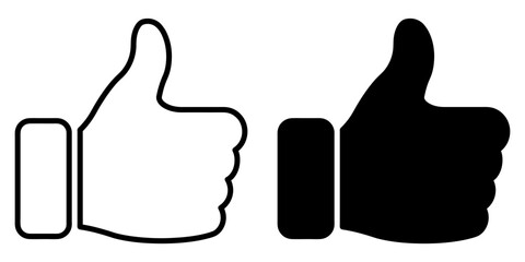ofvs107 OutlineFilledVectorSign ofvs - thumb up vector icon . isolated transparent . like sign . social media . follow . yes . black outline and filled version . AI 10 / EPS 10 . g11420