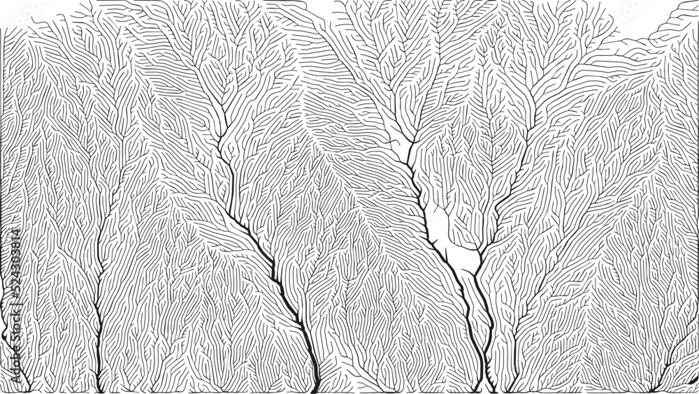 Aufkleber growth pattern. generative branching structure. organic net of vessels texture.