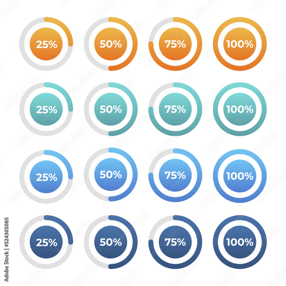 Poster circular progress loading bar. vector progress rings.