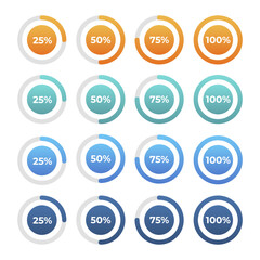 Circular progress loading bar. Vector Progress Rings.	
