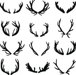 Elk horn crumbs isolated Vector Silhouettes
