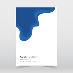 Abstract paper cut style blue color vector background with editable elements for poster, flyer, and web designs