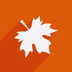 Vector flat maple leaf icon isolated on orange background.