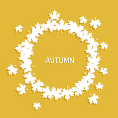 Autumn Background. Card on autumn leaves.