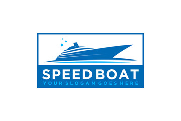 Speed boat yacht logo design icon illustration vehicle transportation beach sea maritime nautical
