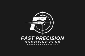 Fast bullet ammo target precision logo design icon symbol illustration shoot  sport - obrazy, fototapety, plakaty