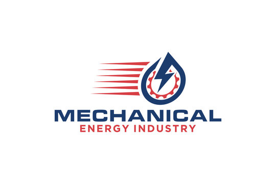 Mechanical lightning logo design electric power industry speed motion manufacturing illustration icon symbol