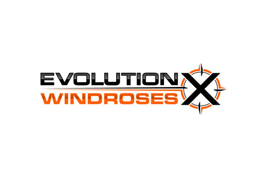 Evolution X icon logo with windrose target focus abstract business illustration