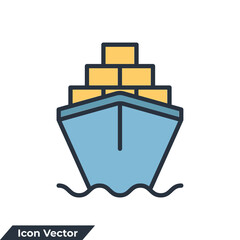 cargo barge icon logo vector illustration. large cargo ships symbol template for graphic and web design collection