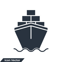 cargo barge icon logo vector illustration. large cargo ships symbol template for graphic and web design collection