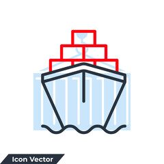 cargo barge icon logo vector illustration. large cargo ships symbol template for graphic and web design collection