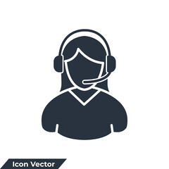 Customer support service icon logo vector illustration. User With Headphone symbol template for graphic and web design collection