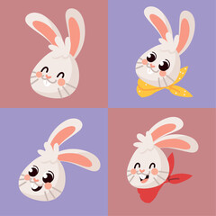 set of rabbits faces