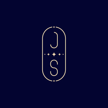 JS line oval wedding initial logo design which is good for branding