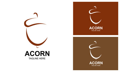 Acorn Outline Logo Design Template. Vector Logo Illustration Coffee Nut Gradient Colorful Style.