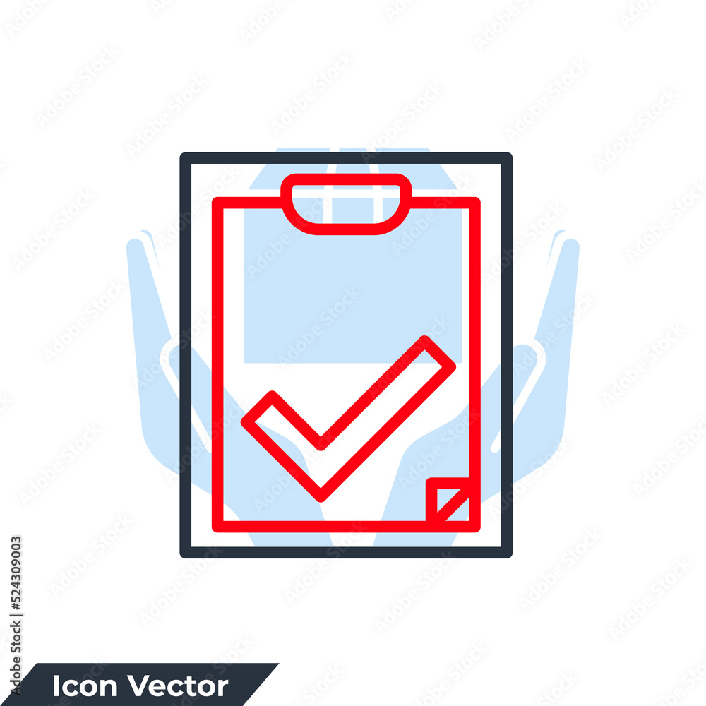Poster check list icon logo vector illustration. clipboard symbol template for graphic and web design colle
