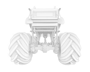 mega truck in cartoon out line on bottom rear view © DM7