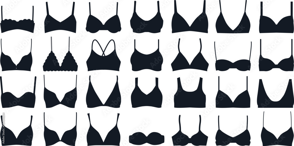 Wall mural 
Bra underwear isolated Vector Silhouettes