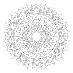 Circular pattern in form of mandala for Henna, Mehndi, tattoo, decoration. Decorative ornament in ethnic oriental style. Coloring book page.