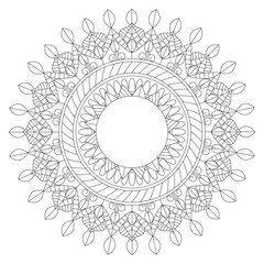 Circular pattern in form of mandala for Henna, Mehndi, tattoo, decoration. Decorative ornament in ethnic oriental style. Coloring book page.