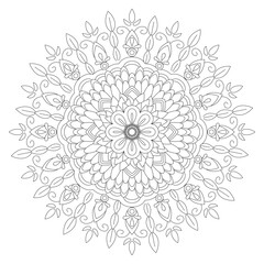 Circular pattern in form of mandala for Henna, Mehndi, tattoo, decoration. Decorative ornament in ethnic oriental style. Coloring book page.