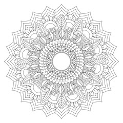 Circular pattern in form of mandala for Henna, Mehndi, tattoo, decoration. Decorative ornament in ethnic oriental style. Coloring book page.