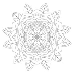 Circular pattern in form of mandala for Henna, Mehndi, tattoo, decoration. Decorative ornament in ethnic oriental style. Coloring book page.
