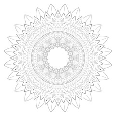 Circular pattern in form of mandala for Henna, Mehndi, tattoo, decoration. Decorative ornament in ethnic oriental style. Coloring book page.