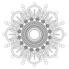 Circular pattern in form of mandala for Henna, Mehndi, tattoo, decoration. Decorative ornament in ethnic oriental style. Coloring book page.
