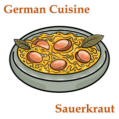 Homemade sauerkraut with black pepper and parsley. German fermented cabbage