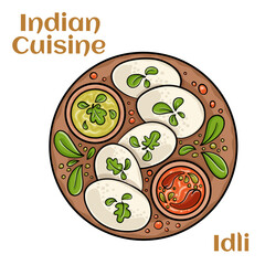 Many Idli or idly popular breakfast of Kerala South India and Sri Lanka. Healthy steamed rice cakes