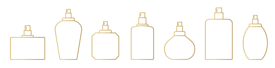 set of golden perfume bottles - vector illustration