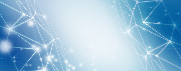 Panoramic abstract dot and triangle connection background., The world is connect and smaller concept, Digital futuristic Earth minimalism background